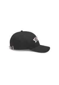 Svart baseballlue laget av stoff, med broderte "Yale" -bokstaver i hvitt på fronten og en justerbar stropp bak.