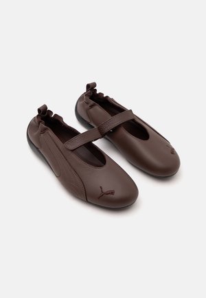Puma, SPEEDCAT BALLET FLEUR - Ankle strap ballerina shoes - chestnut brown/black
