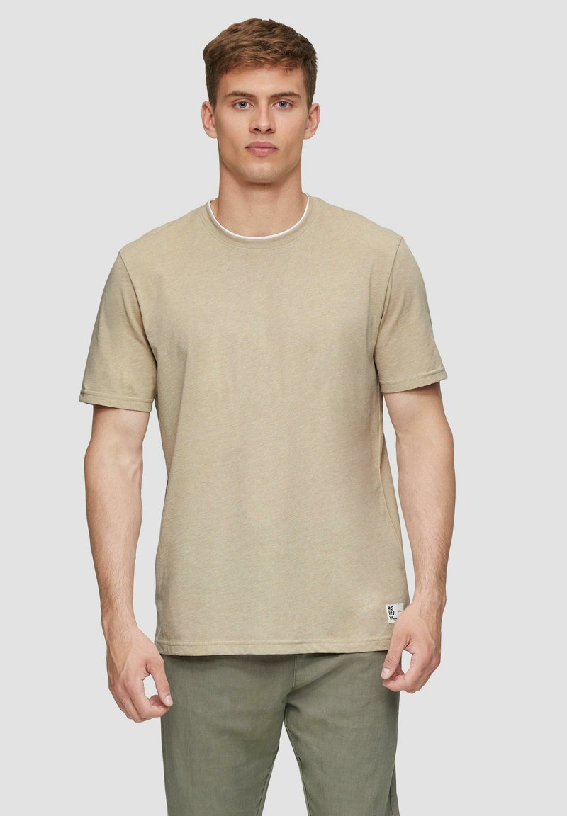 QS MIT LAYERING DETAIL - T-shirt basic - beige