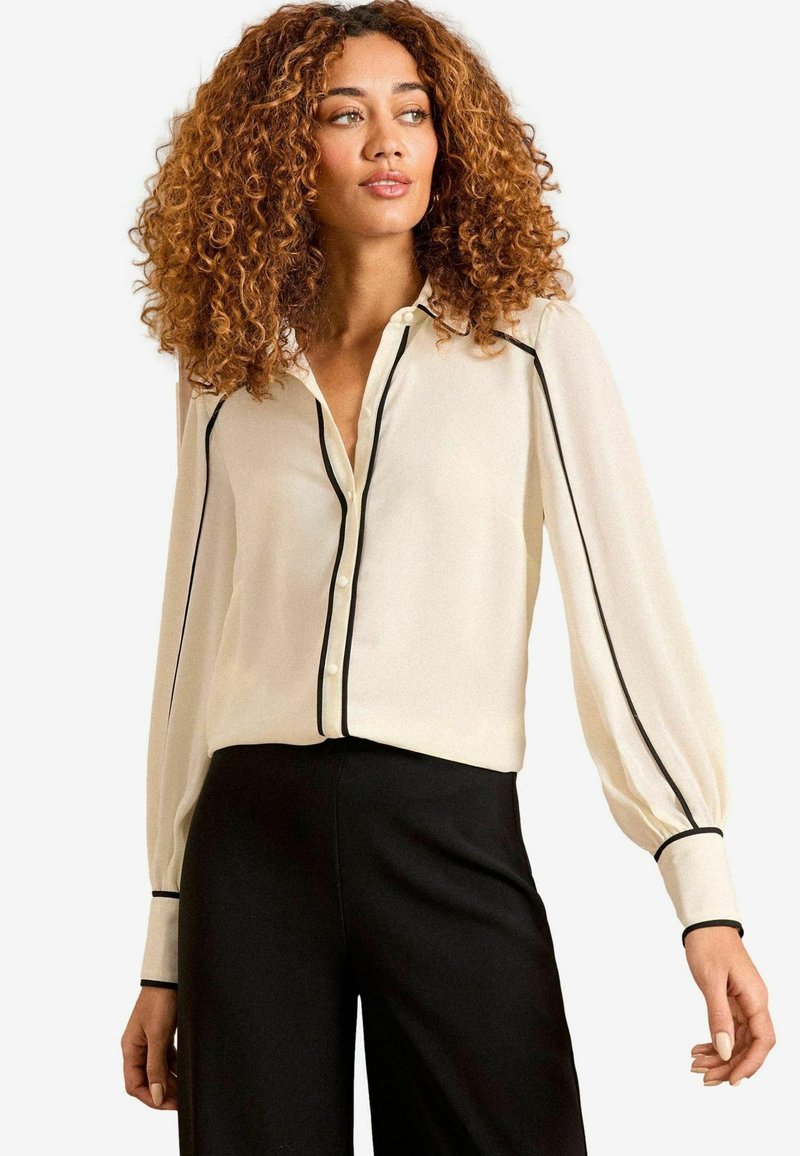 Love & Roses - REGULAR FIT - CONTRAST PIPING THROUGH LONG SLEEVE  - Button-down blouse - ivory, Enlarge