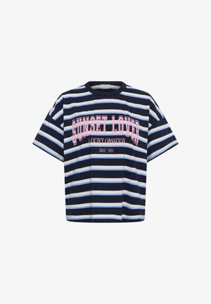 Kaffe, KAELOISE T-SHIRT - T-shirt imprimé - midnight bright blue stripe