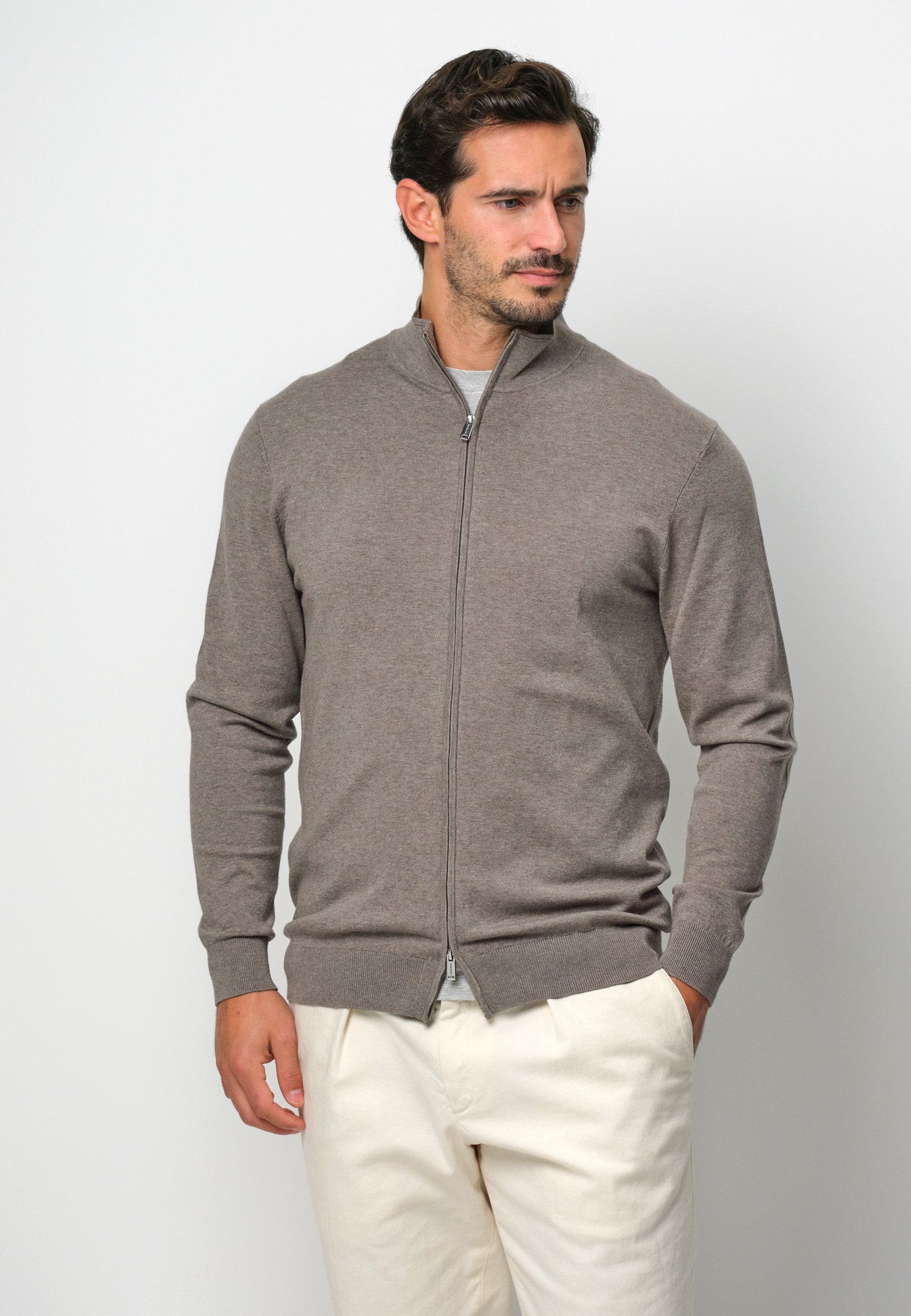 PROFUOMO FULL ZIP Cardigan mid brown/marrone Zalando