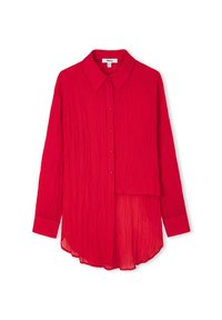 BELT-TIED WRINKLED EFFECT - Button-down blouse - red