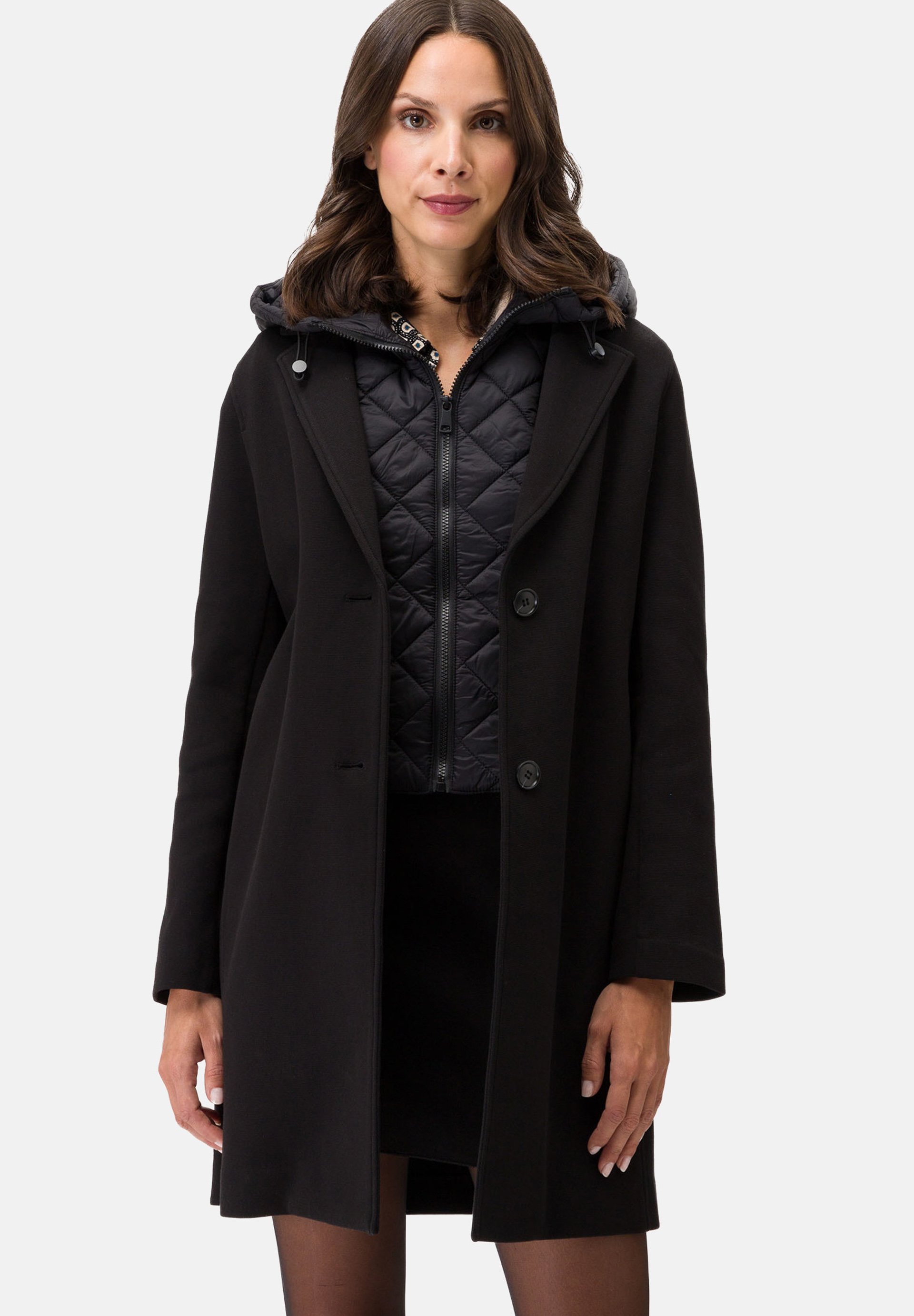 Coat About You Schwarzer Mantel Lang Damen TOM TAILOR 2-IN-1 LOOK