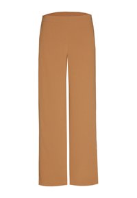 Weite Hosen in einer warmen, camel Farbe. Hergestellt aus einem glatten Stoff mit einem elastischen Bund für hohen Tragekomfort. Einfaches, unauffälliges Design.