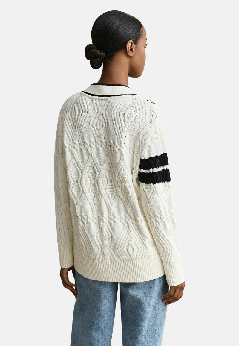 GANT VARSITY CABLE - Kardigan - eggshell