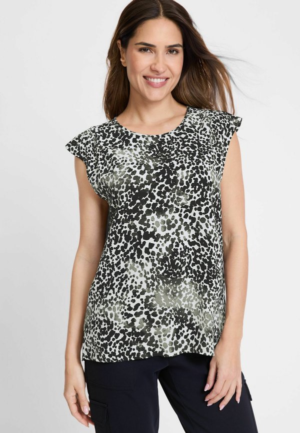 MIT RUNDHALSAUSSCHNITT - Bluse - khaki