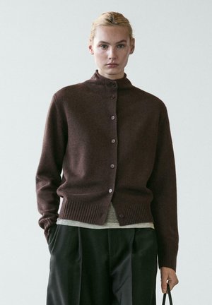 HIGH NECK - Gilet - mottled dark brown