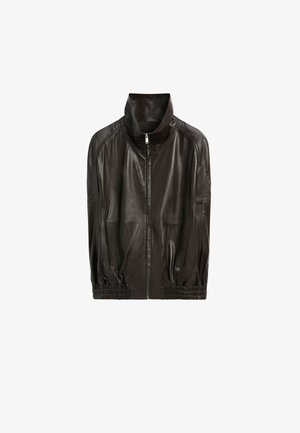 Massimo Dutti, NAPPA LEATHER BOMBER GILET - Lederjacke - dark brown