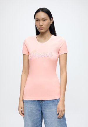Guess, DEGRADE PAILLETTES - T-shirt con stampa - pink roses