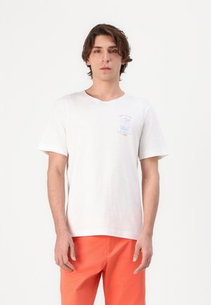 TOM TAILOR PRINTED SLUB - Print T-shirt - off white