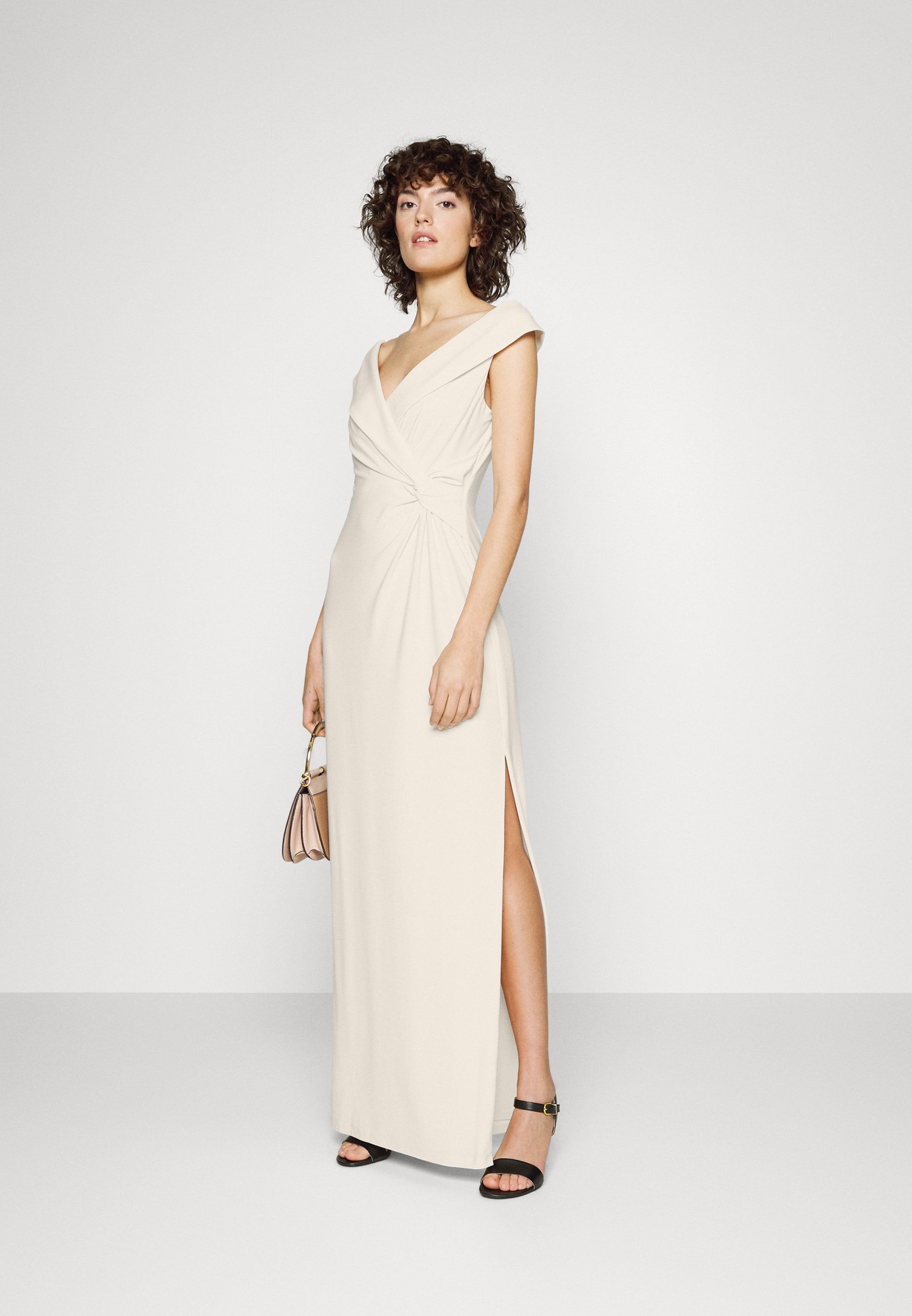 Lauren Ralph Lauren OFF THE SHOULDER GOWN - Vestito di maglina - mascarpone  cream/avorio - Zalando.it