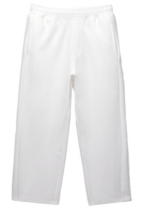 Witte sweatpants gemaakt van zachte stof, met een elastische tailleband en twee zijzakken, in een relaxte, wijde pasvorm.