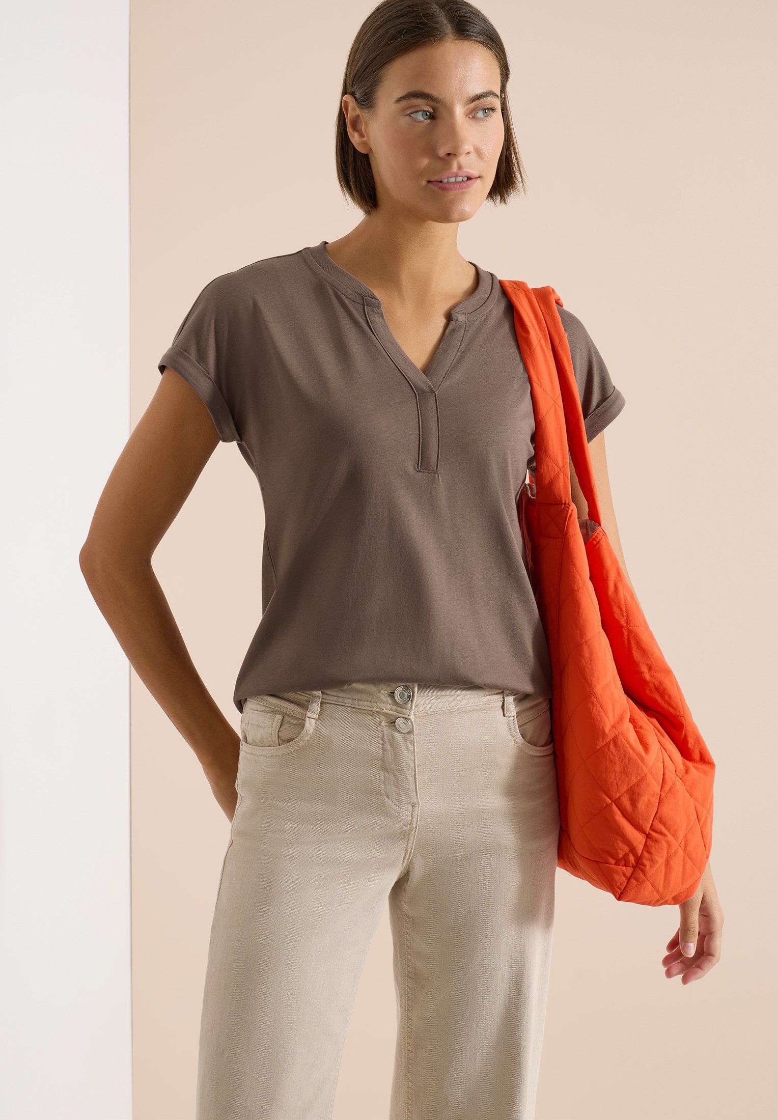 Cecil New Pia T-Shirt Donna – Maniche Lunghe, Scollo Rotondo, In Cotone Organico, Basic Versatile
