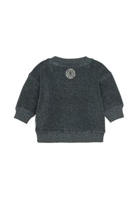 Grijze, gestructureerde sweatshirt met een ronde hals en lange mouwen. Bevat een klein geborduurd logo op de rug. Zachte brei stof.