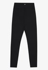 FULL LENGTH HIGH RISE LEGGINGS WITH OVERLAP V-WAISTBAND - Leggings - black