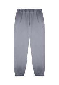 Lichtgrijze sweatpants met een elastische tailleband, twee zijzakken en elastische boorden. Zachte stof met een gladde textuur. Logo-detail op het been.