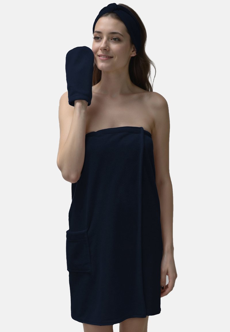 Vivisence Accappatoio Da Donna In Cotone Morbido Con Cintura E Tasche - Blu Scuro Taglia 48 - Prodotto In UE