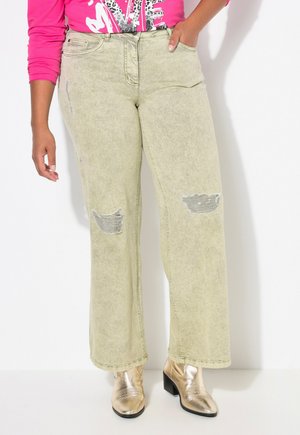 WITH WIDE AND DISTRESSED DETAILS - Flared-farkut - reed green