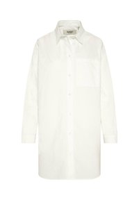 White button-up shirt made of cotton with long sleeves, classic collar, chest pocket, and a straight cut design.
