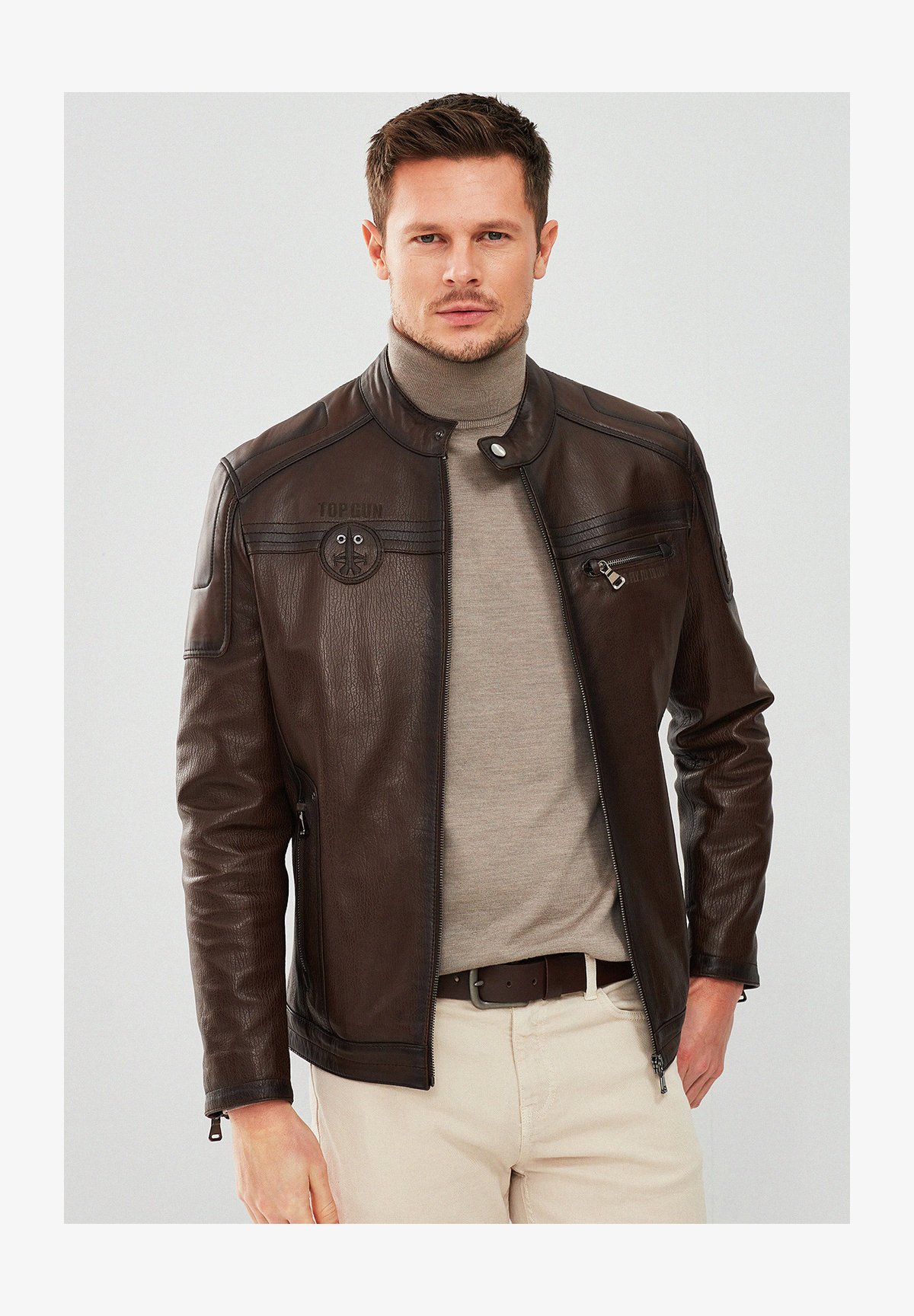 DISSA Giacca Da Donna In Pelle Color Avorio, Sottile, Corta, Con