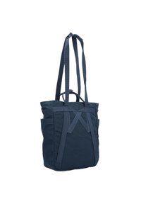 Borsa a tracolla blu navy realizzata in tessuto resistente. Caratterizzata da due spallacci robusti, una chiusura superiore e due tasche laterali. Superficie testurizzata.