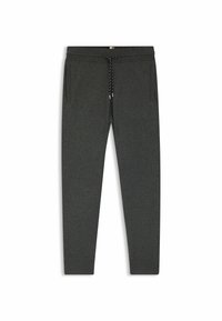 Szare spodnie dresowe o zwężanych nogawkach, wykonane z miękkiego materiału, z troczkiem w pasie i dwoma bocznymi kieszeniami.