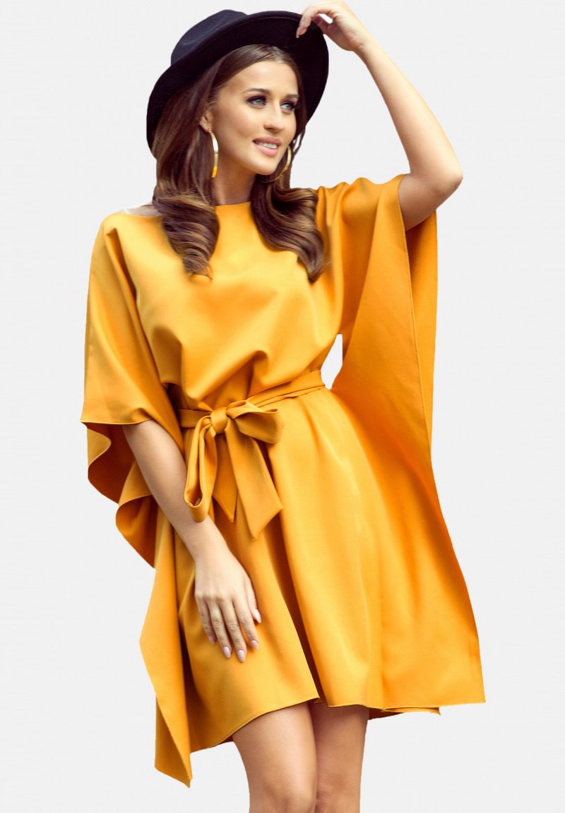 NUMOCO WITH SLEEVES - Kokteilikleit/peokleit - mustard