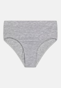 Grijs katoenen hipsterondergoed met een gladde structuur, elastische tailleband en een eenvoudig ontwerp, zonder extra patronen of accenten.