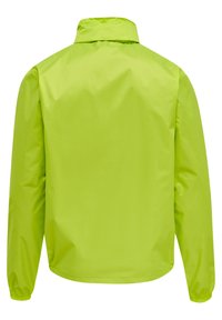 Högsynlig vindjacka i klar limegrön, tillverkad av slätt syntetmaterial, med en vikbar krage och elastiska ärmslut.