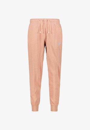 Helle rosa Jogginghosen aus weichem Stoff, mit elastischem Bund und Kordelzug, schmal zulaufenden Beinen und einem kleinen Logo in Silber.