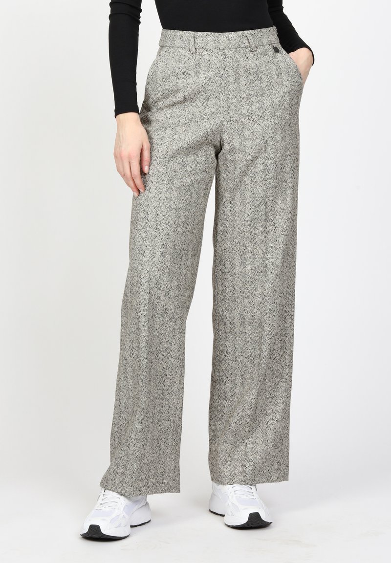 Gang Stoffhose - black beige herringbone