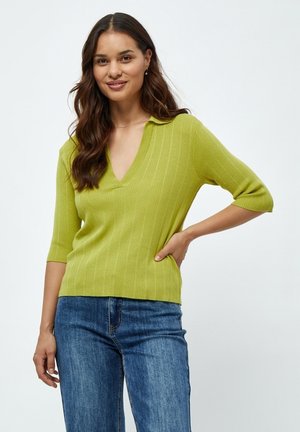 DEANNE 2/4 SLEEVE POLO PULLOVER. - Poloshirts - pear green