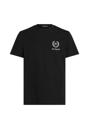 Mustat puuvillaiset t-paidat, joissa on klassinen pyöreä kaula-aukko. Vasemmassa rintamuksessa pieni valkoinen logo, jossa on laakerisuvanto. Lyhyet hihat.