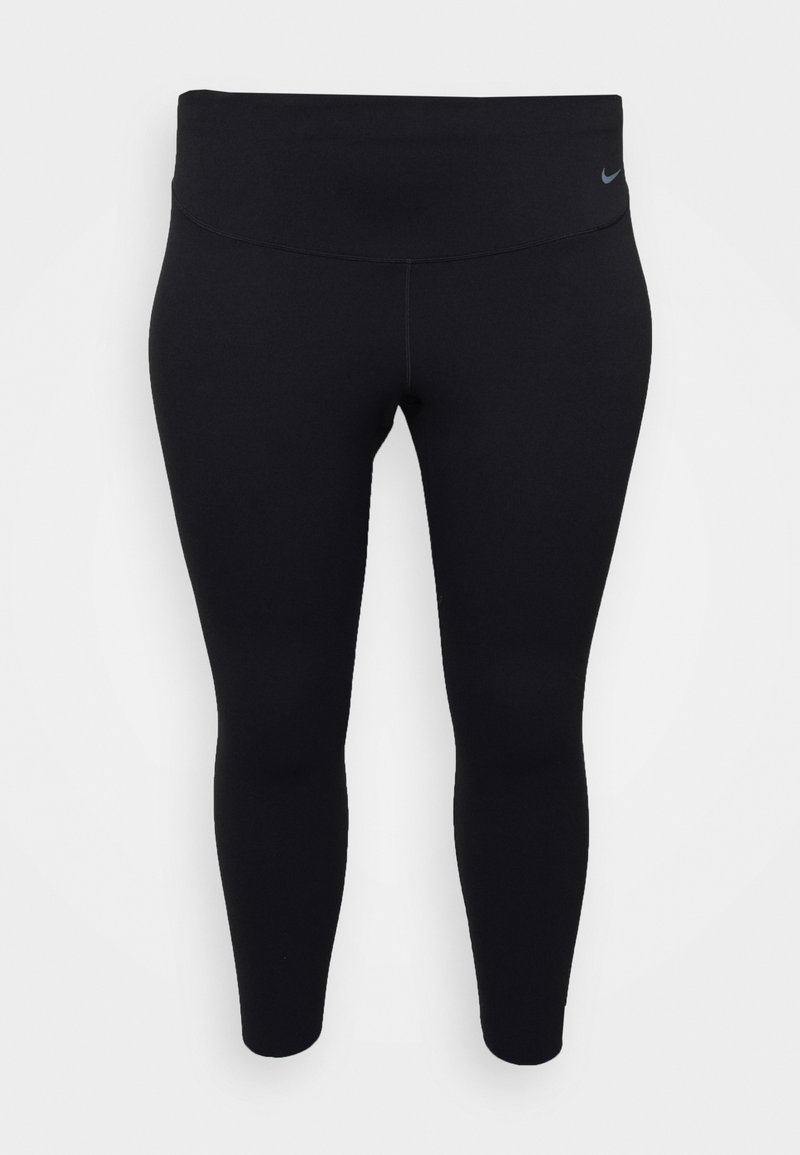 Leggings deportivos negros hechos de tela elástica. Cintura alta con un acabado suave y pequeño logo en el lado izquierdo. Diseño ajustado.