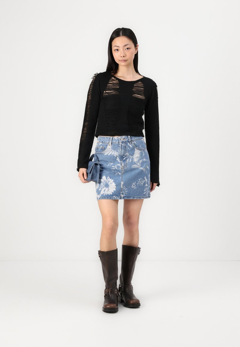 Mini Jupe En Jean Femme Taille Moyenne Effilochée Poches - Ourlet Brut Décontracté - Look Tendance Été