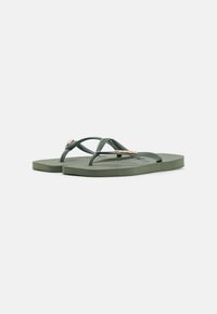 Havaianas SLIM SQUARE LOGO METALLIC - Papuci plajă - olive green