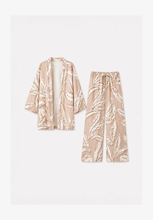 Touché Privé, PATTERNED KIMONO & PANTS SET - Veste légère - brown