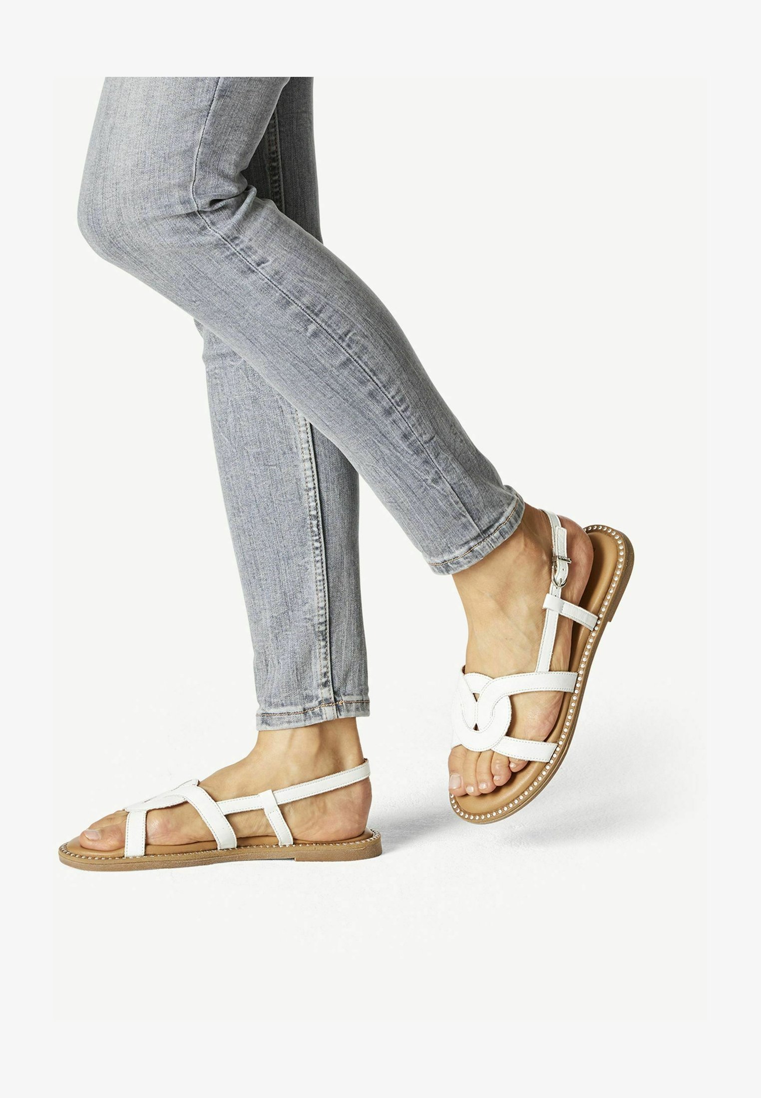 Tamaris Sandali Con Zeppa 5 Cm Donna – Pelle E Sintetico, Colore Beige