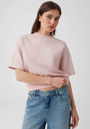 OPUS, CROPPED MELANGE FIT - T-shirt basic - rose tint