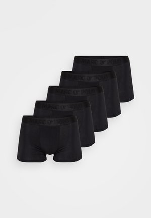 Boxer ajustados de algodón negro en un paquete de cinco, con una cinturilla elástica con "MARCO O' POLO" grabado. Textura suave, corte estándar.