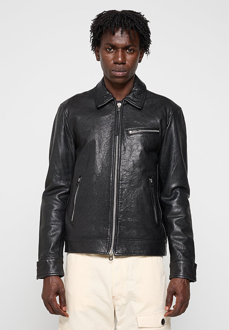 Replay Leren jas zwart