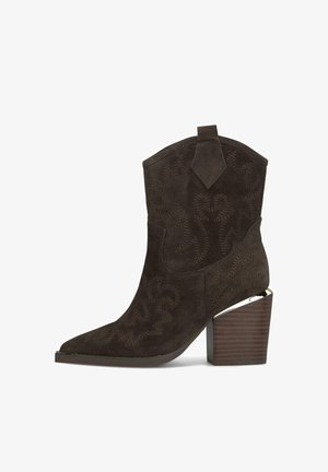 Alma en Pena, Bottines de cowboy / motard - marbled brown