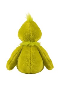 Yellow plush toy with soft texture, rounded body, and small stand-up tuft of hair on top. Features a simple design with outstretched wings.