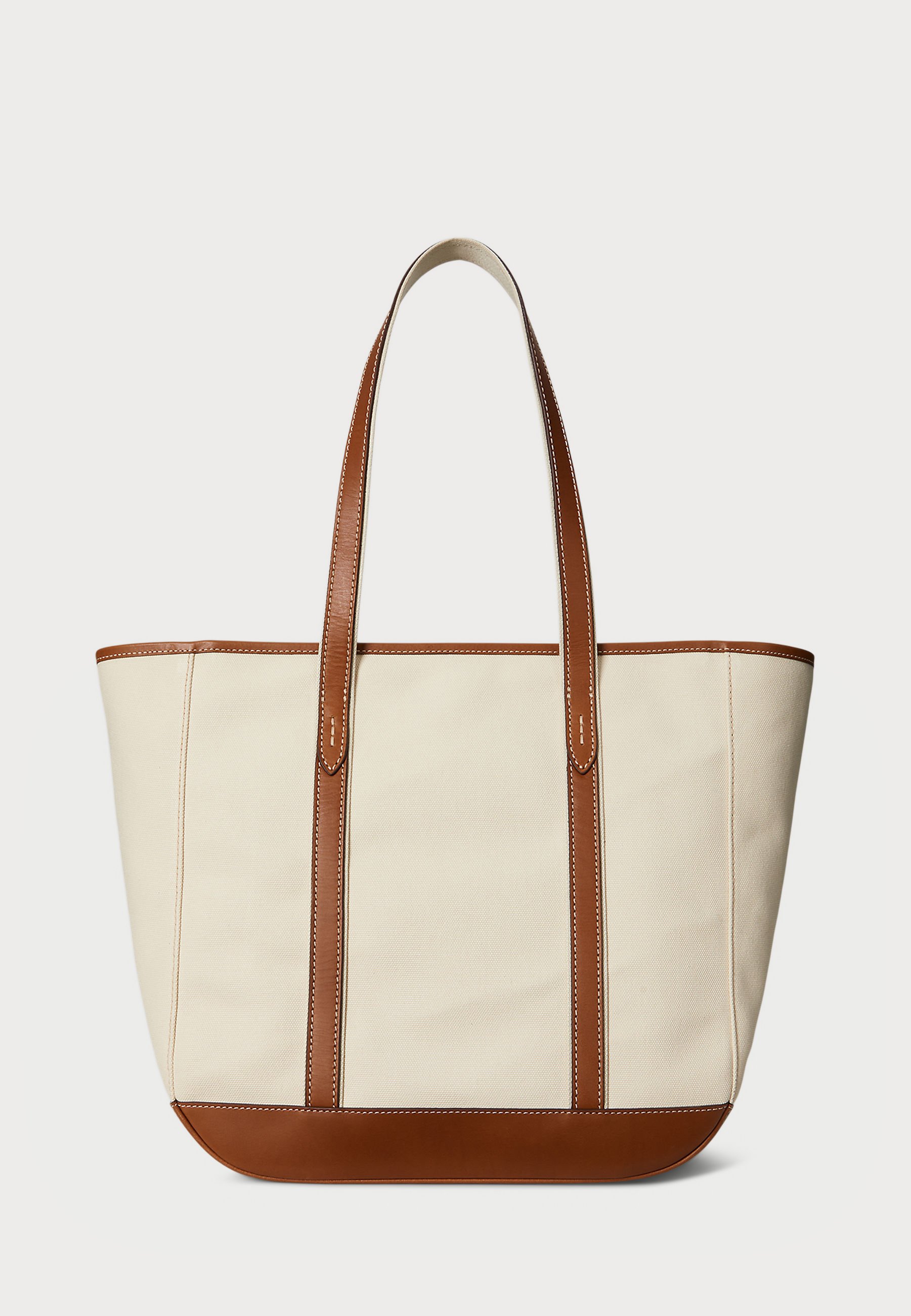 バッグ Polo Ralph Lauren Canvas Leather Bag Polo Ralph Lauren LEATHER TRIM CANVAS MEDIUM SHOPPER TOTE