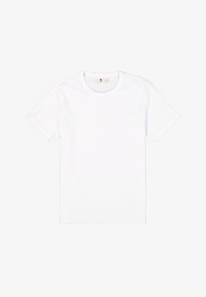 Witte katoenen t-shirt met een ronde hals, korte mouwen en een rechte onderzoom. Geen zichtbare patronen of hardware-details.