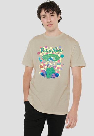 Cotton Soul, RICK AND MORTY FALLING PORTALS - Print T-shirt - sand