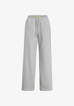 Heledad hallid dressipüksid elastse vöökohaga, küljetaskutega ja lõdva istuvusega. Pehme kangas, sileda tekstuuriga ja ilma nähtavate mustriteta.