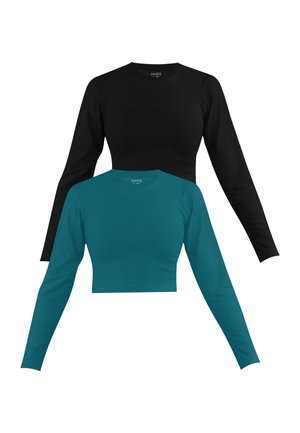 2 X CROP - Langarmshirt - petrol schwarz