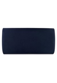 Dunkelblaues zylindrisches Kissen mit einer glatten Stoffoberfläche. Hat abgerundete Kanten und ein minimalistisches Design. Ideal für Unterstützung oder Dekoration.